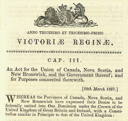 British North America Act Image of the Original Document