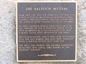 Plaque about the Baldoon Mystery