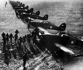 Battle of Britain fighter planes lined up