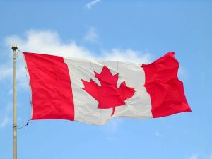 Canada Flag blowing in breeze