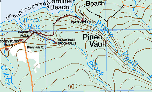 Map showing the location of Black Harbor Falls