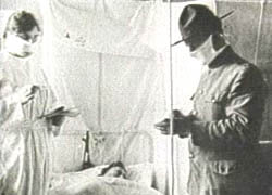 Doctor treating patient of The Spanish Flu of 1918