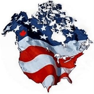Image implying Canada and United States are combined into one nation