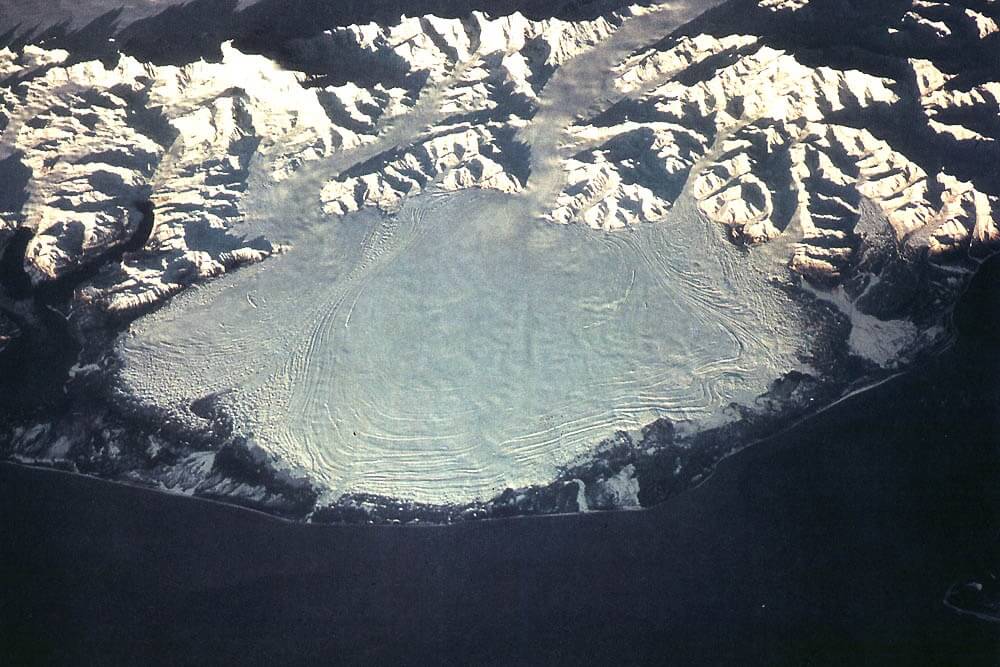 An aerial view of the Malaspina Glacier.